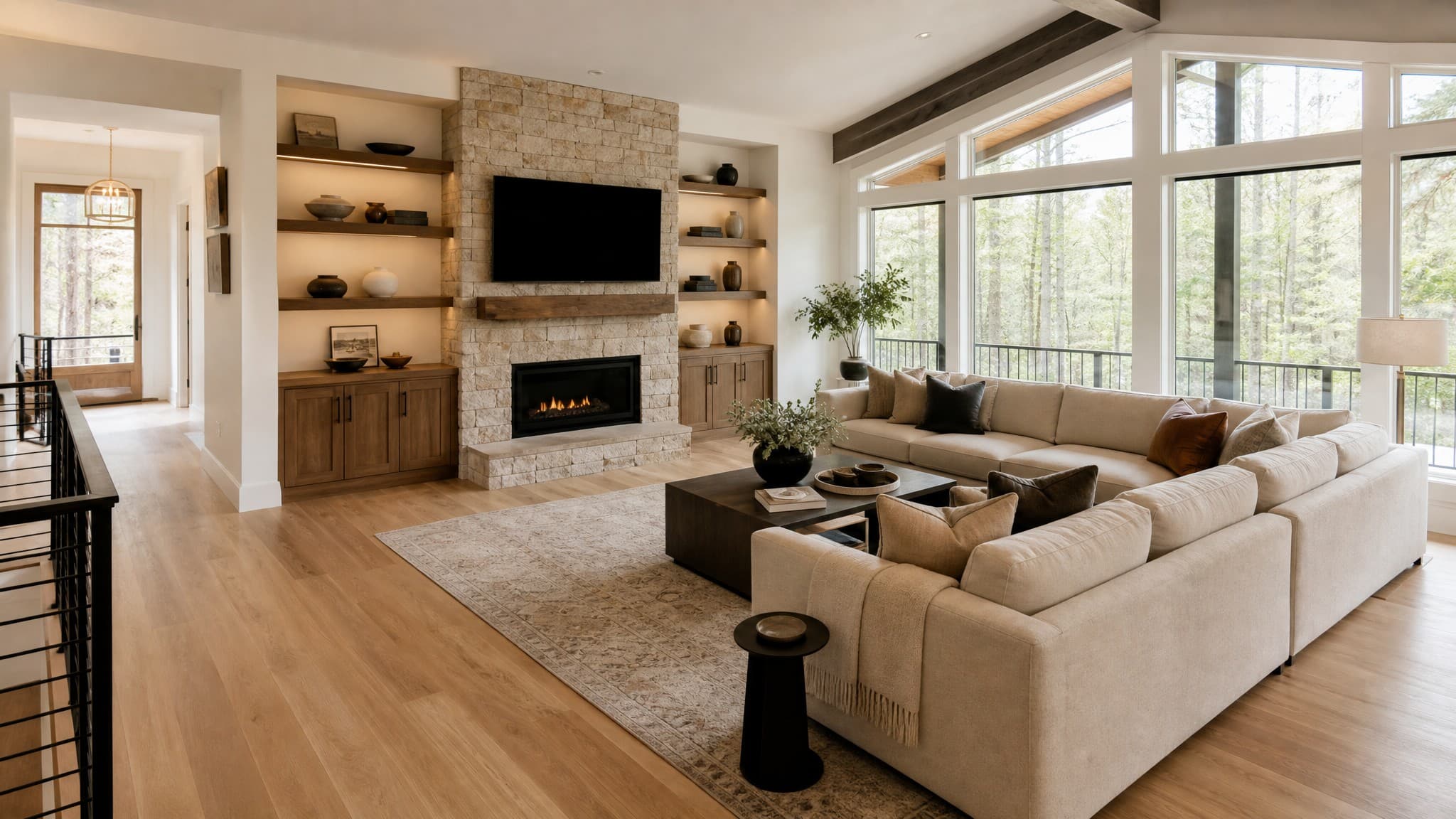 The same living room fully restored and dry